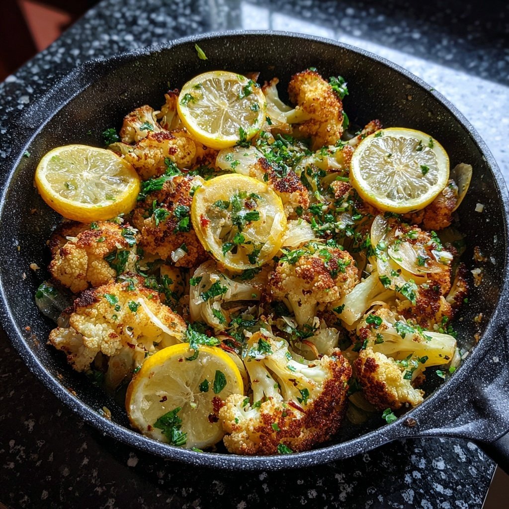Blumenkohl Pfanne Mit Zitronen Knoblauch Öl